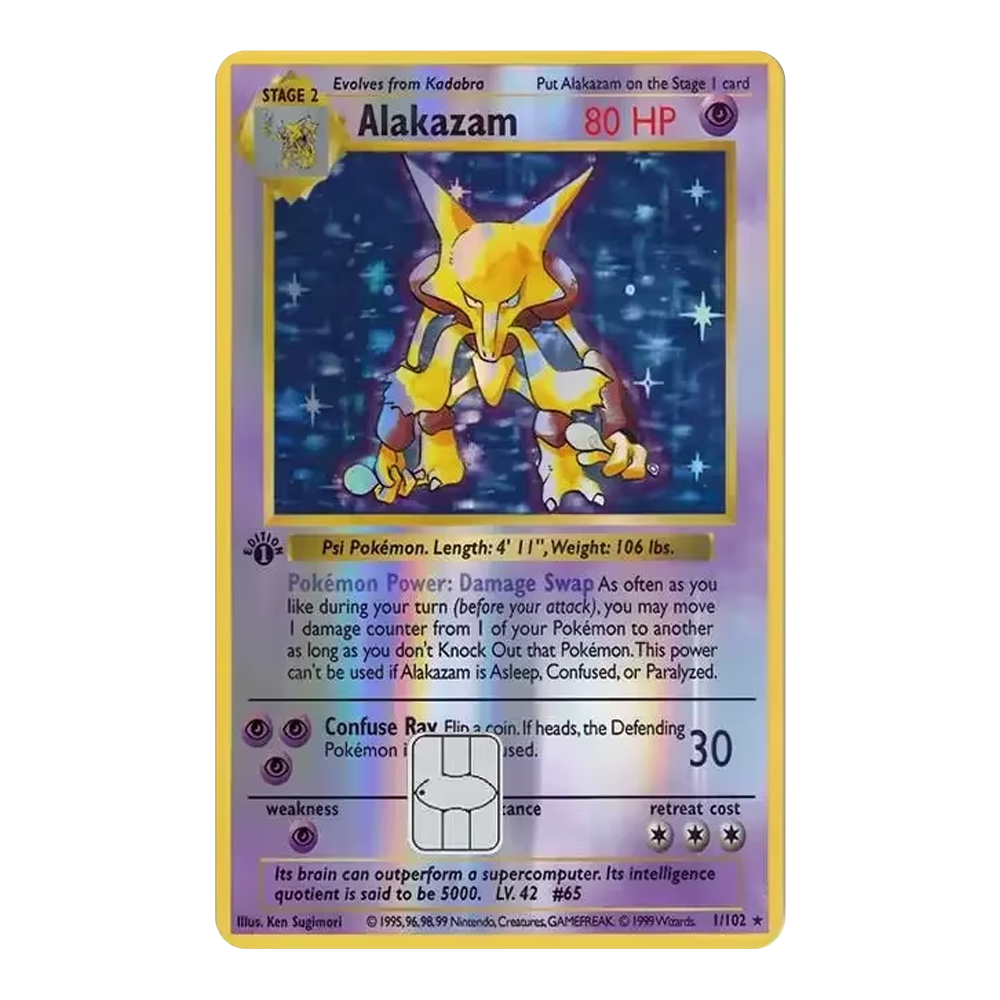 HOLO Alakazam PKMN TCG Card Cover Sticker