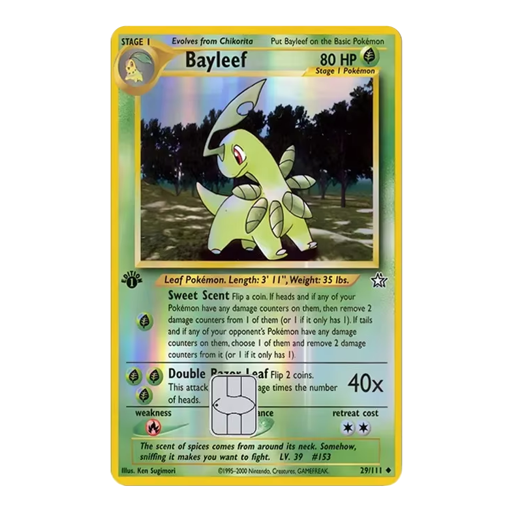 HOLO Bayleef PKMN TCG Card Cover Sticker