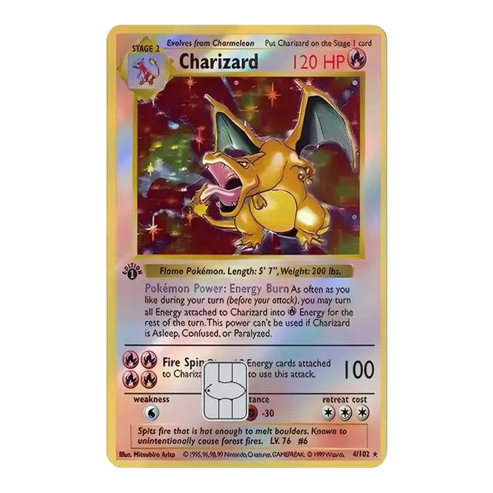 HOLO Charizard PKMN TCG Card Cover Sticker