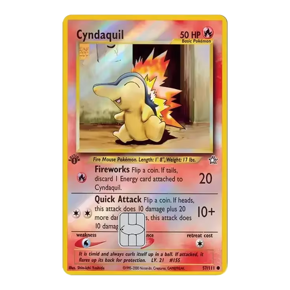 HOLO Cyndaquil PKMN TCG Card Cover Sticker
