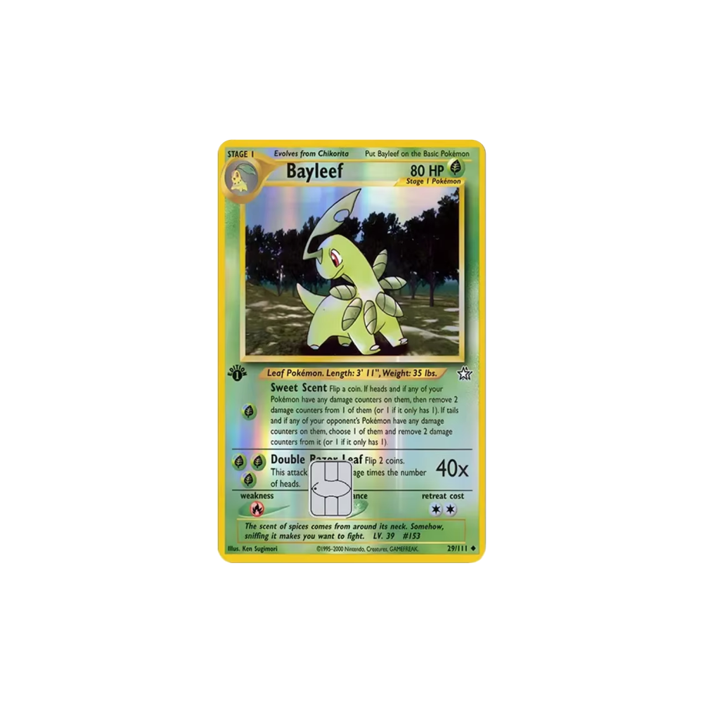 HOLO Bayleef PKMN TCG Card Cover Sticker
