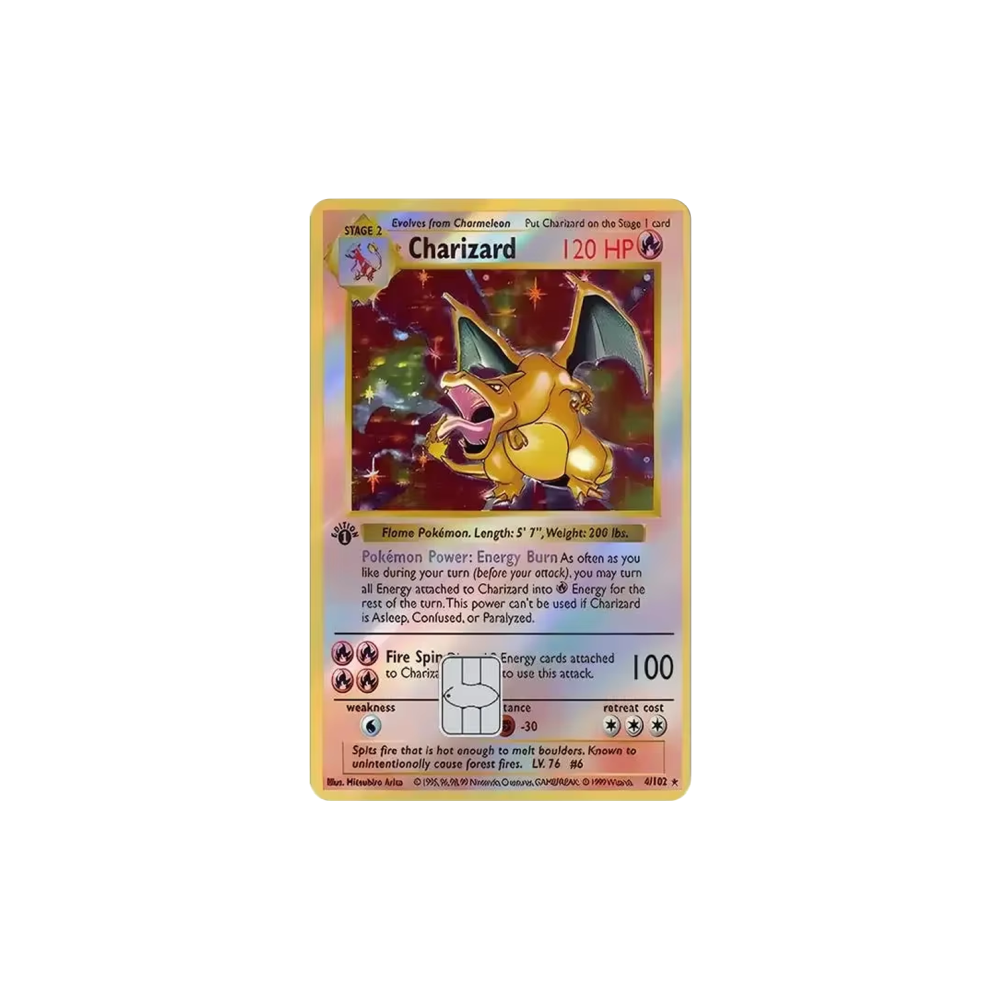 HOLO Charizard PKMN TCG Card Cover Sticker