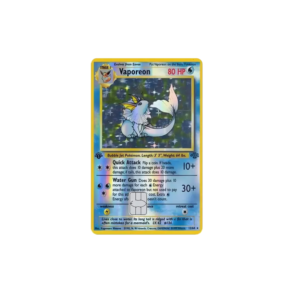 HOLO Vaporeon PKMN TCG Card Cover Sticker