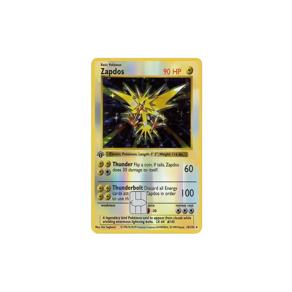 HOLO Zapdos PKMN TCG Card Cover Sticker