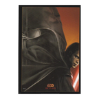Star Wars poster featuring a character in a dark hood with a red light saber.